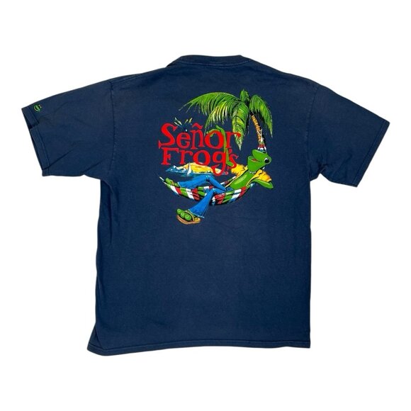 Vintage Senor Frogs Puerto Rico T-Shirt Size Large Blue - Picture 1 of 10